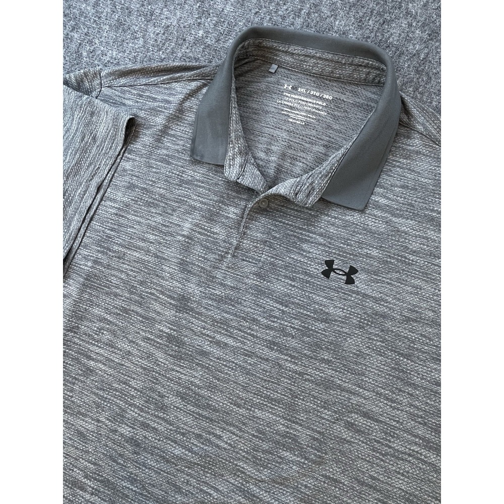 Under Armour Polo Men 3XL Gray Heather Performance‎ S/S Golf Pickleball